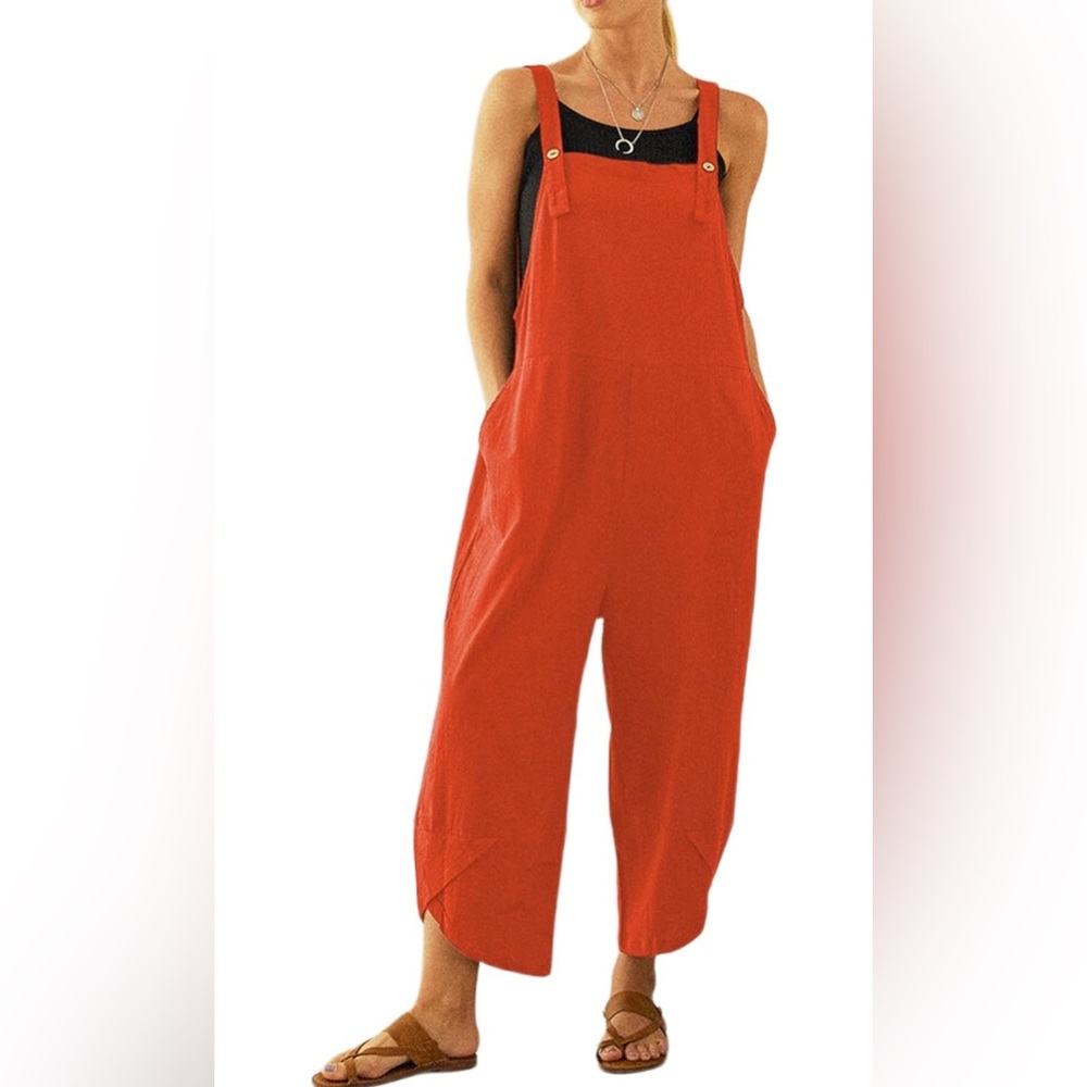 Orange cropped jumpsuit